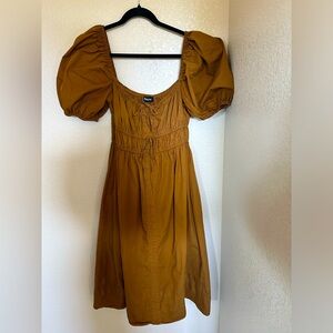 En saison puff sleeve dresses 100% cotton coffee colored size L
